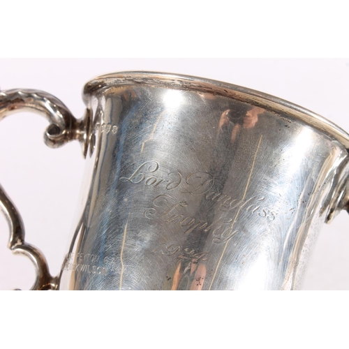 588 - Geo. V silver trophy for the Lord Dunglass trophy 1924, etched winners names running to 1998, on bla... 