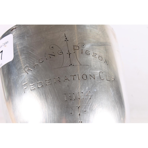 607 - Edw. VII silver trophy for the Racing Pigeon Federation Cup 1904, won by James Williamson Newtongran... 