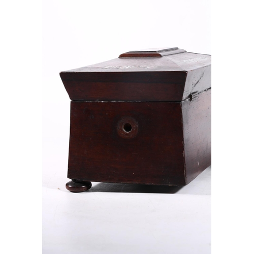 72 - 19th century rosewood and mother-of-pearl inlaid tea caddy and a later metronome.