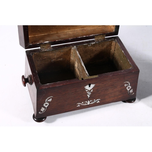 72 - 19th century rosewood and mother-of-pearl inlaid tea caddy and a later metronome.