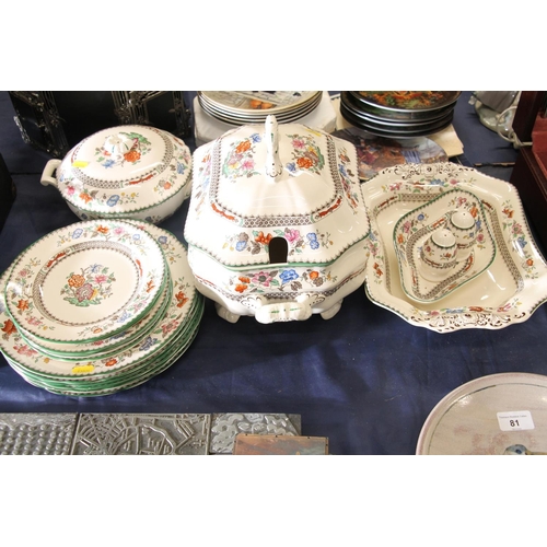 80 - Copeland Spode Chinese Rose tureen, and other Chinese Rose decorated pottery.