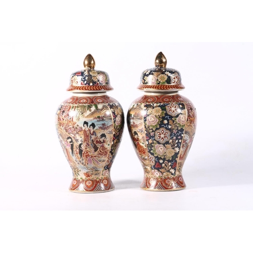 86 - Pair of mid to late 20th century Japanese Satsuma urns.