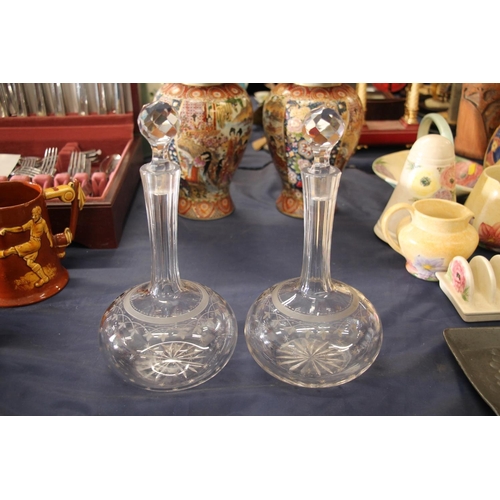 87 - Pair of Edwardian glass decanters.