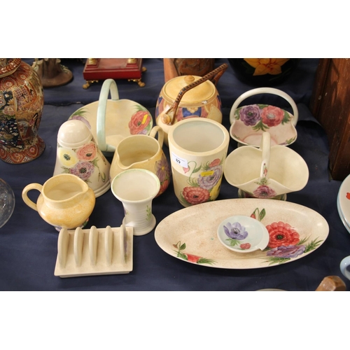 89 - Radford Art Deco ceramics to include posy baskets, a barrel, etc.