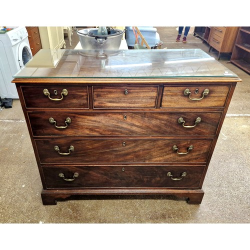 611 - 19th century mahogany chest fitted three frieze drawers over three drawers on bracket feet.