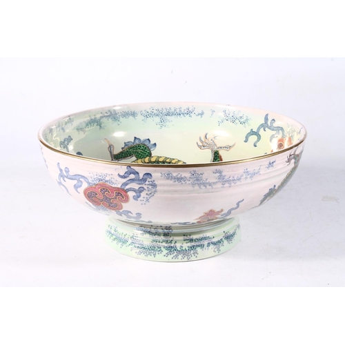 112 - Ridgways dragon decorated lustre fruit bowl, 28cm wide.