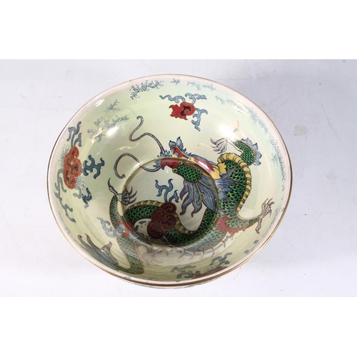 112 - Ridgways dragon decorated lustre fruit bowl, 28cm wide.