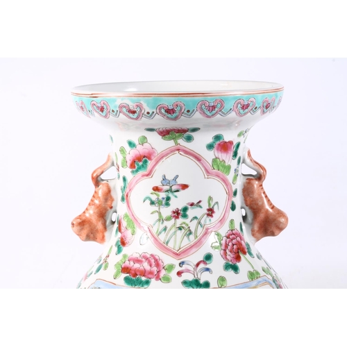 120 - 20th century Chinese famille rose baluster shape vase, 25cm high.