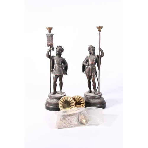 126 - Pair of spelter figural table lamp bases.