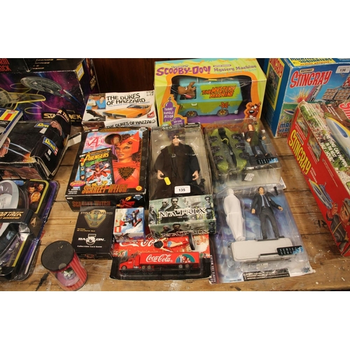 135 - Vintage toys to include Scarlet Witch, The Matrix, The X-Files, Scooby Do, etc.