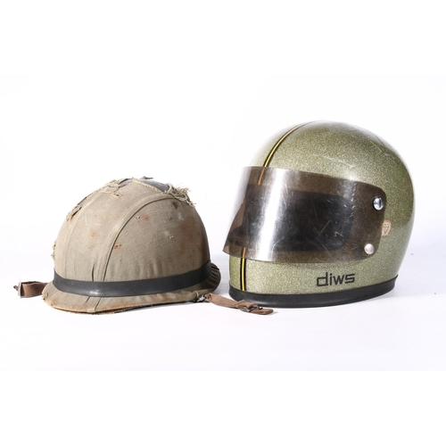 162 - Vintage motorcycle helmet, and an Argentinian Falklands type helmet.