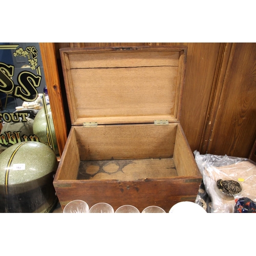 165 - Brass bound wooden table box, 48cm wide.