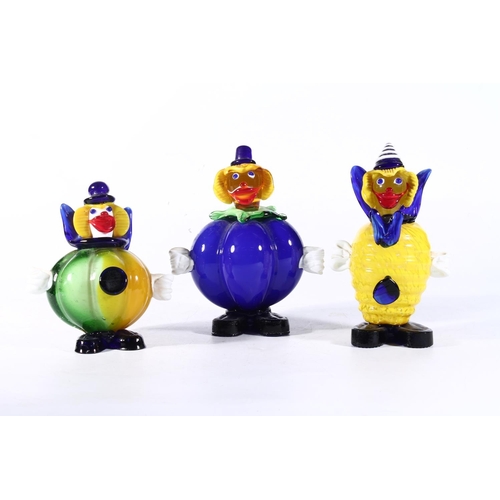 252 - Three Murano fat belly fruit clowns.