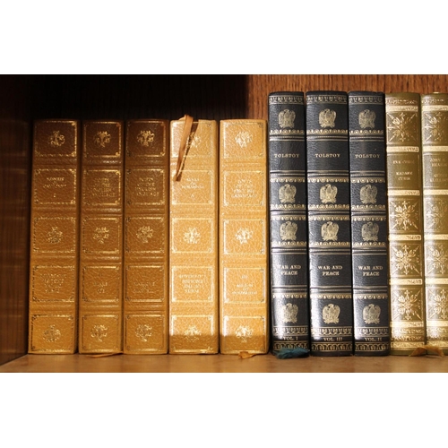 270 - Shelf of books to include Poets Of The English Language, War and Peace etc.