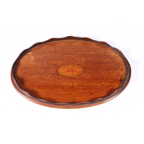 94 - Edwardian oval mahogany letter tray, 9cm wide.