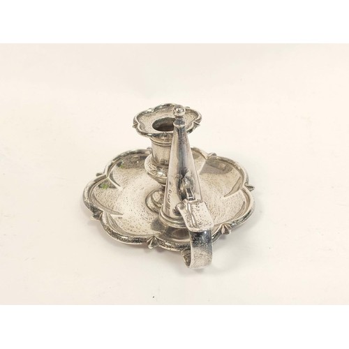 75 - Silver taperstick of octafoil lobed form with extinguisher by Emes & Barnard 1824, 10cm, 169g 5½... 