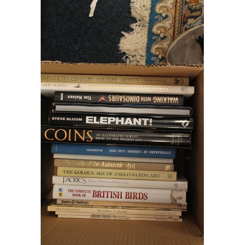 306 - Three boxes of mixed books to include reference books, Coins, Ivory A History and Collectors Guide, ... 