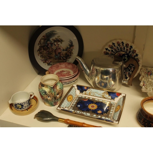 310 - Decorative ceramics to include Royal Worcester Millennium plate, Majolica owl mug, commemorative mug... 