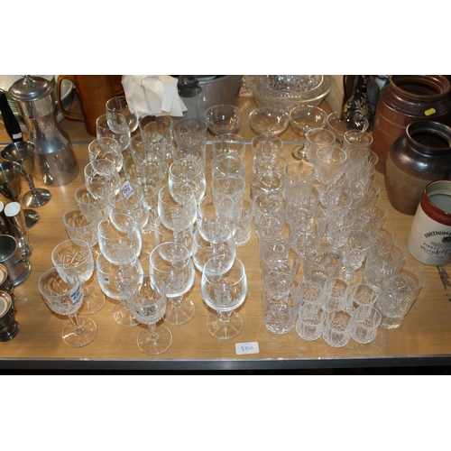 330A - Glassware to include cut glass tumblers, sherry glasses, wine glasses, etc.