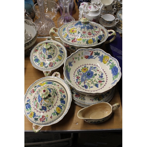 331A - Masons Regency pattern tureens, plates, etc.