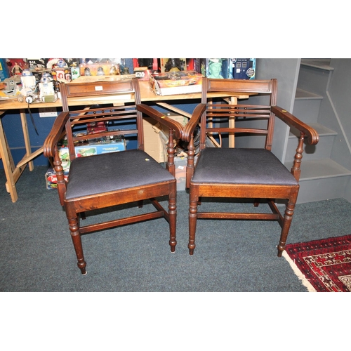 709 - Pair of Edwardian hall chairs.