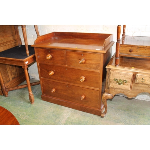 615 - Victorian mahogany dressing chest of two short over three long drawers