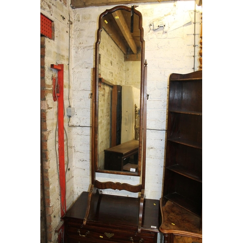 630 - Mahogany cheval mirror.