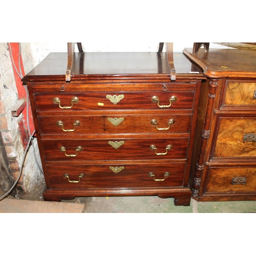 631 - George II style small mahogany chest of four long drawers.