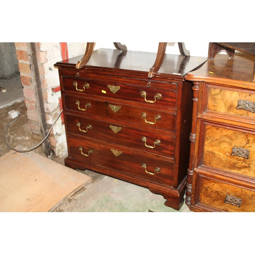 631 - George II style small mahogany chest of four long drawers.