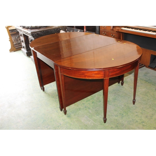 644 - 19th century mahogany extending D-end dining table.