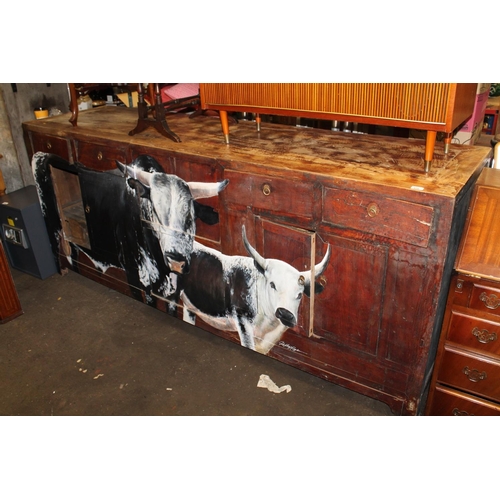 656 - Nguni South African dresser painted with cows by the artist Robby Kotejin, purchased from Ancestors ... 