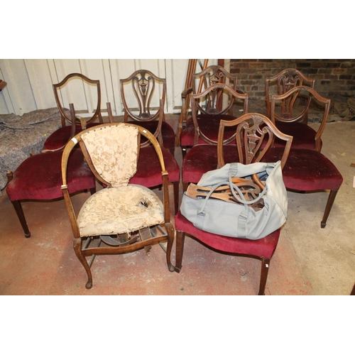 677A - Victorian, and other, shield back chairs.