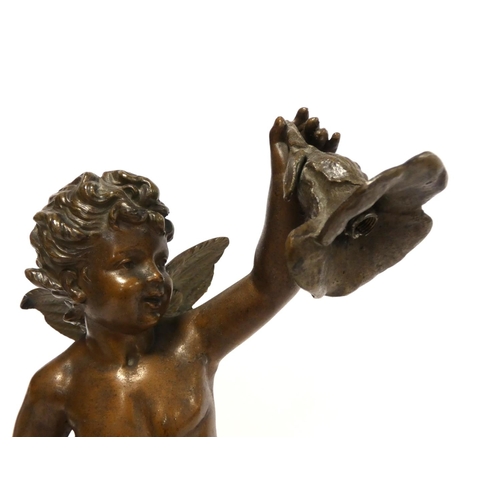 243 - After the original antique, French spelter figure in the form of a winged faun, bearing label to bas... 