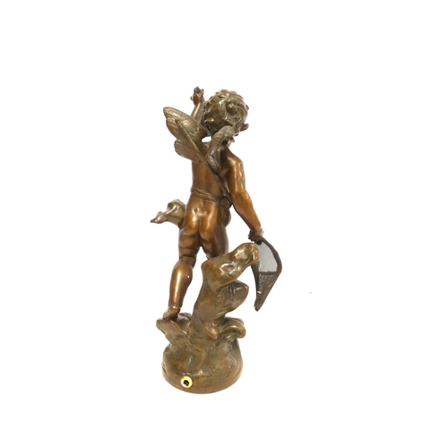 243 - After the original antique, French spelter figure in the form of a winged faun, bearing label to bas... 