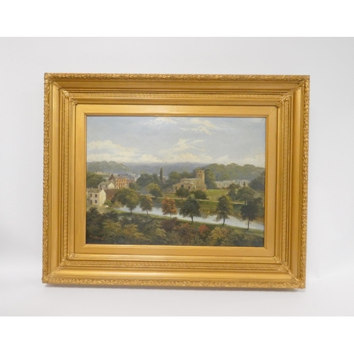 269 - In the manner of Henry Dawson.English river scene.Oil on Canvas.Signed lower left.55cm x 39cm ... 