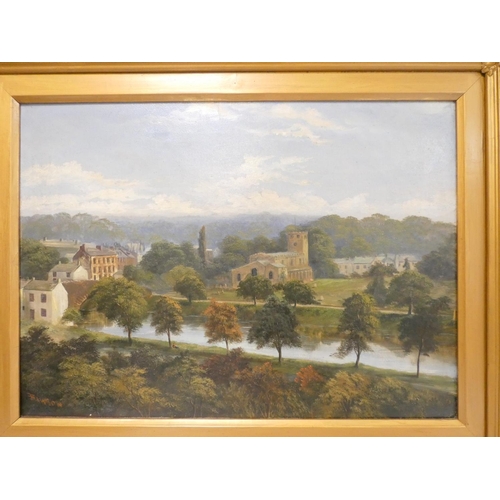 269 - In the manner of Henry Dawson.English river scene.Oil on Canvas.Signed lower left.55cm x 39cm ... 