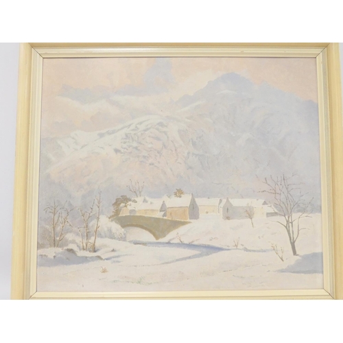 274 - 20th century British School.Mountainous snow sceneOil on canvas.60cm x 49cm... 