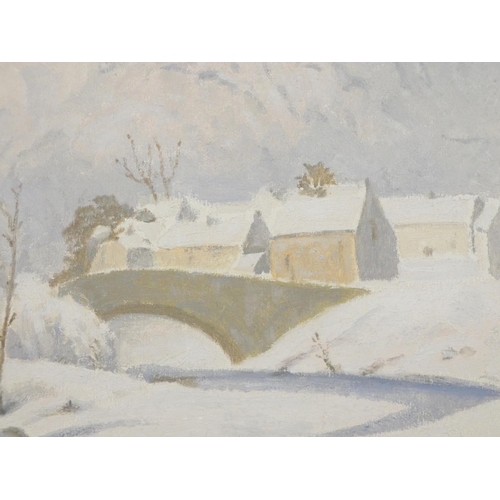 274 - 20th century British School.Mountainous snow sceneOil on canvas.60cm x 49cm... 