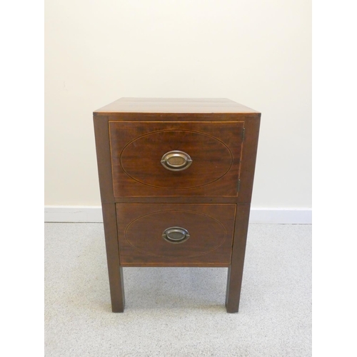 374 - Antique 19th century mahogany bedside cupboard with single drawer undertier and cut out handles eith... 