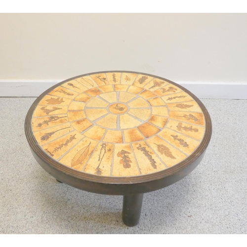 377 - Mid Century Design. Roger Capron, a small 1970s Garrigue tiled circular coffee table, Vallauris, Fra... 