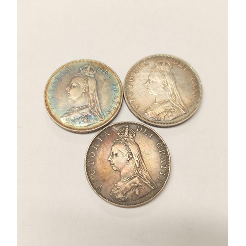 276 - United Kingdom. Three sterling silver Victorian double florins, to include two 1887 examples and ano... 