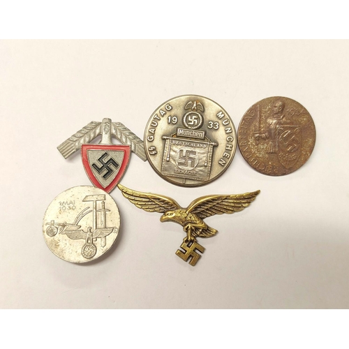 292 - Germany Third Reich: Awards to include a 1933 Munich Gautag, 1936 Labour Day badge, Labour Corps cap... 