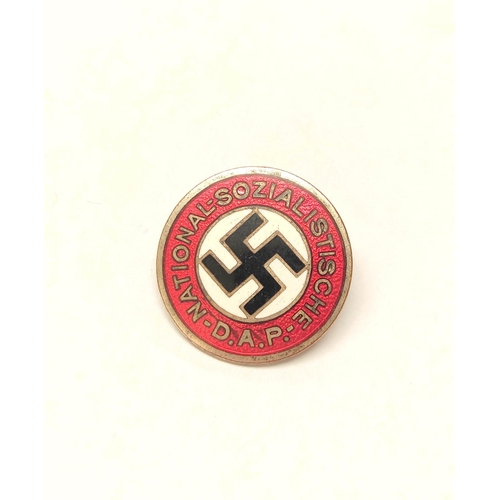 294 - Germany Third Reich: NSDAP membership badge with black enamel swastika against a white enamel ground... 