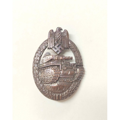 301 - Germany Third Reich: Tank Assault Panzerkampfabzeichen badge in bronze.