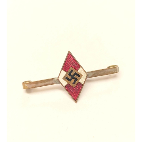 303 - Germany Third Reich: Hitler Youth Membership Badge, good example of an enamel HJ diamond badge conve... 