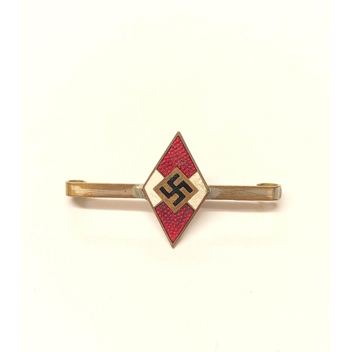 303 - Germany Third Reich: Hitler Youth Membership Badge, good example of an enamel HJ diamond badge conve... 