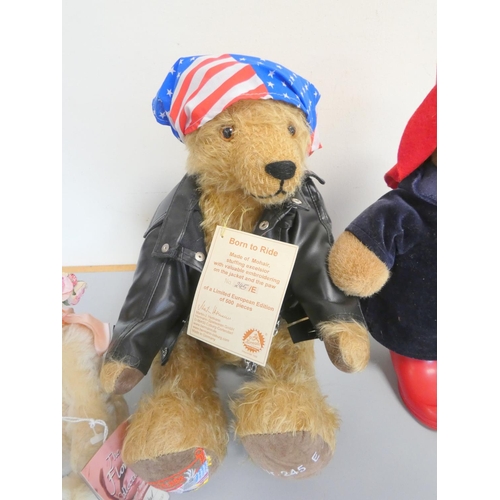 69 - Group of limited edition collector's teddy bears to include a Hermann ''Born to Ride'' biker teddy n... 