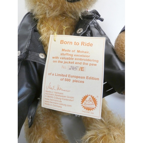 69 - Group of limited edition collector's teddy bears to include a Hermann ''Born to Ride'' biker teddy n... 