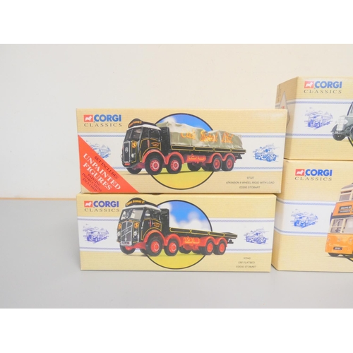 112 - Corgi Classics. Five boxed model vehicles to include Eddie Stobart ERF Flatbed 97940, Thornycroft Bu... 