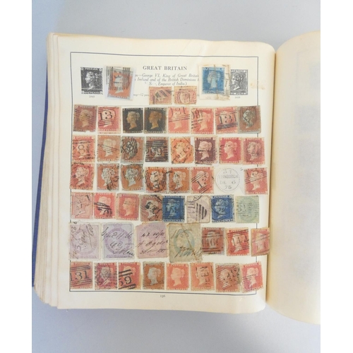 363 - Album of British and World postage stamps to include an imperforated two penny blue (plate letters N... 